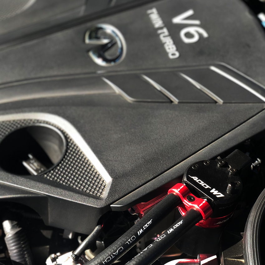 For Infiniti Q50/Q60 3.0T Baffled Oil Catch Can kit V3, 2016+ ADD W1