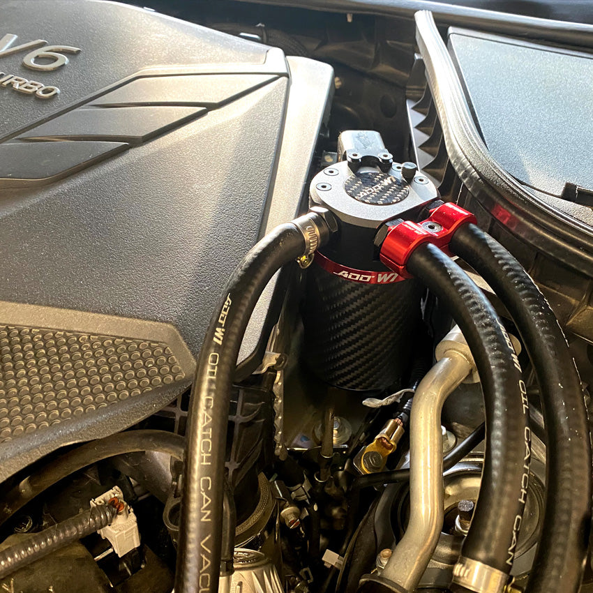 For Infiniti Q50/Q60 3.0T Baffled Oil Catch Can kit V3.3 2016+ ADD W1