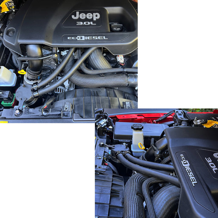For Jeep Wrangler JL &amp; Gladiator 3.0L Eco Diesel Baffled Oil Catch Can Kit, V3 2020 - up