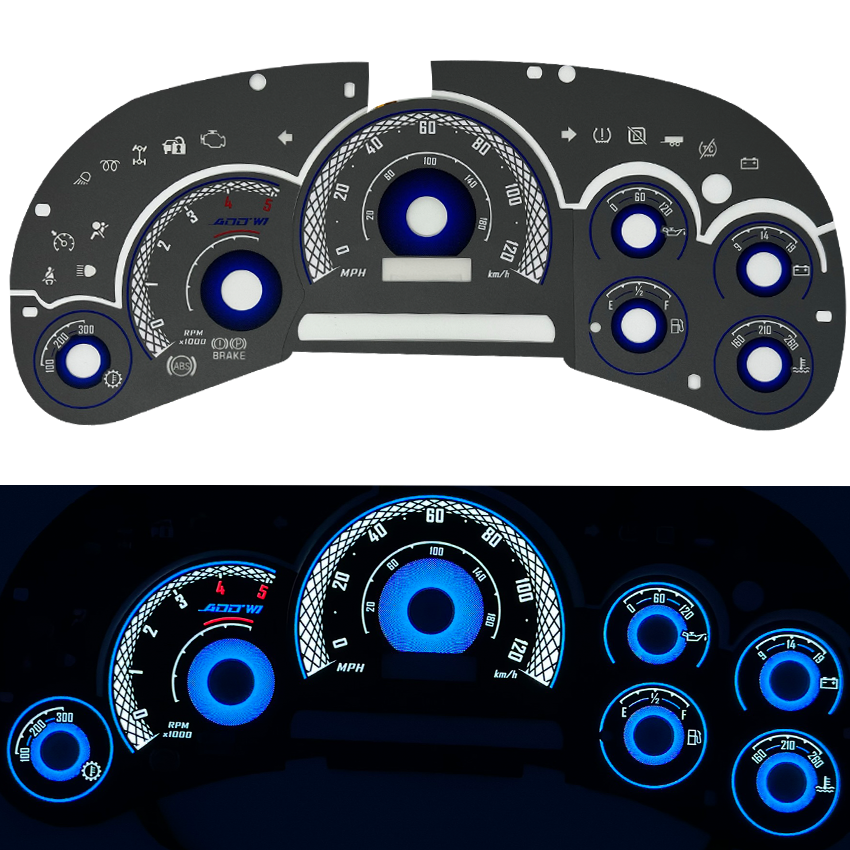 ADD W1 Chevrolet Silverado / Sierra 2500HD 3500HD Diesel Overlay Face Gauge 2004-2005 - 3D illusions