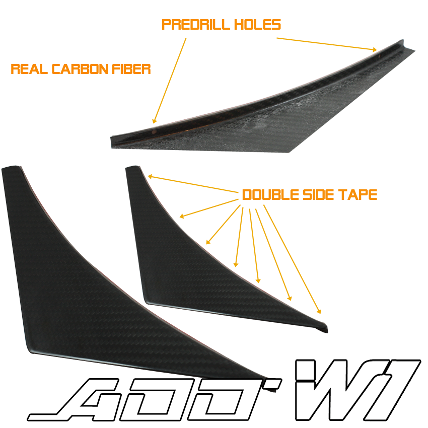 Carbon Fiber Front Bumper Splitter Canard Diffuser 4pcs