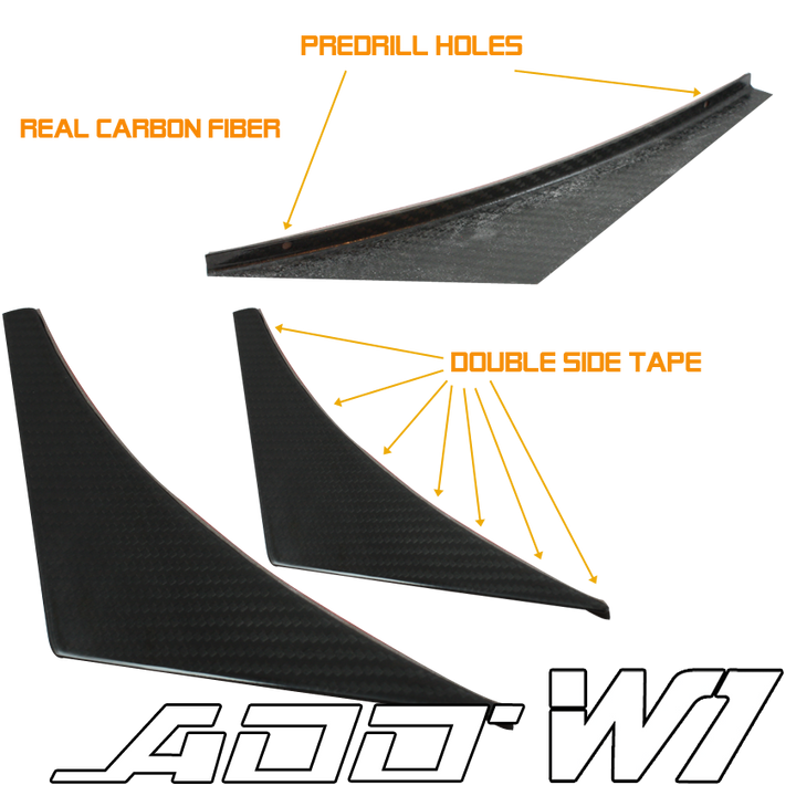 Carbon Fiber Front Bumper Splitter Canard Diffuser 4pcs