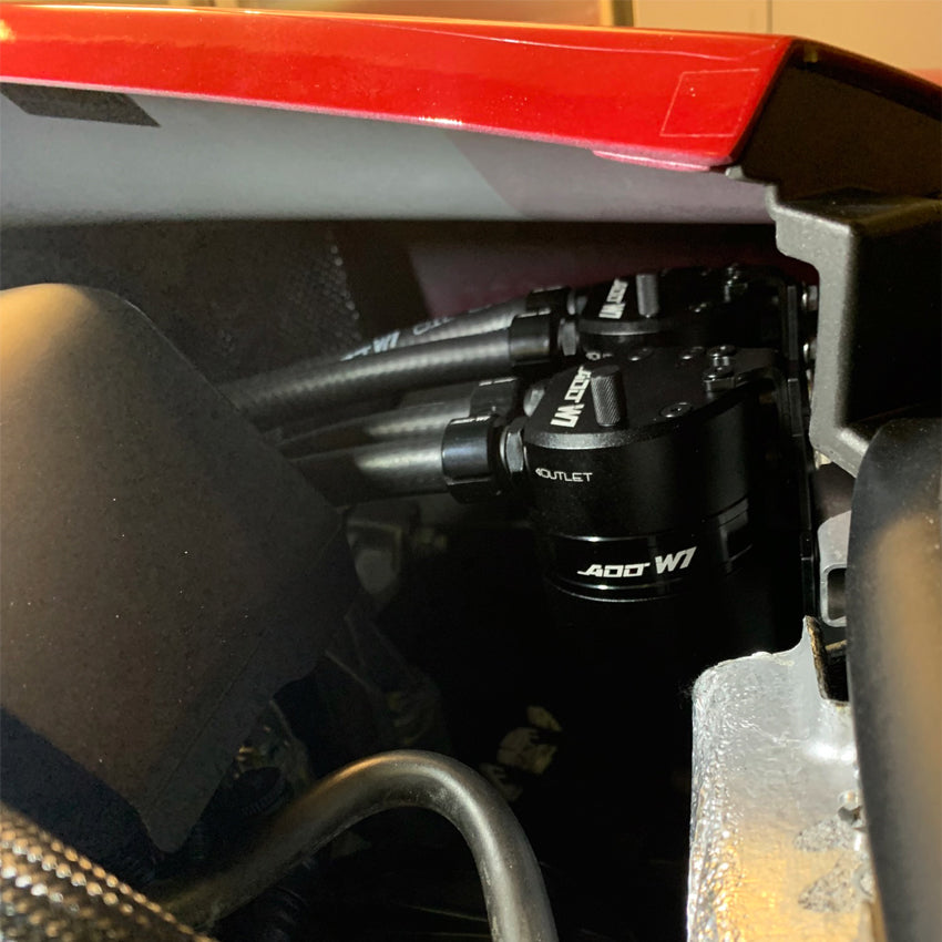 Alfa Romeo 4C Oil Catch Can Installed Engine Bay Fitment 2014-2020