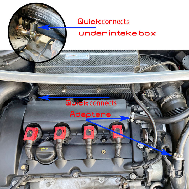 Z Oil Catch Can Parts - Fitting PVC + CCV Quick connects, Mini Cooper N14 and N18 (4pcs)